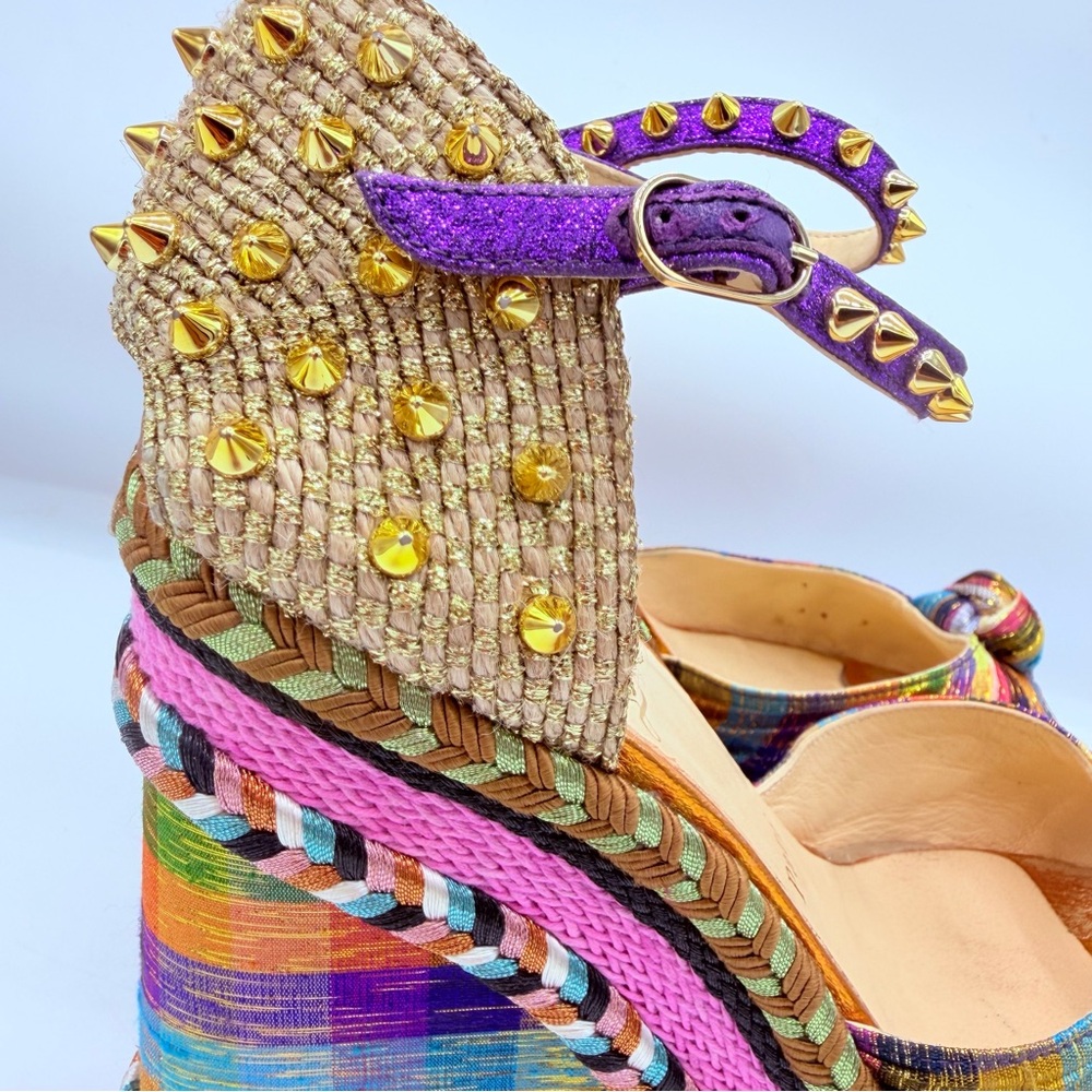 Christian Louboutin Madcarina Vibrant Multicolor Wedges - Picture 9 of 16